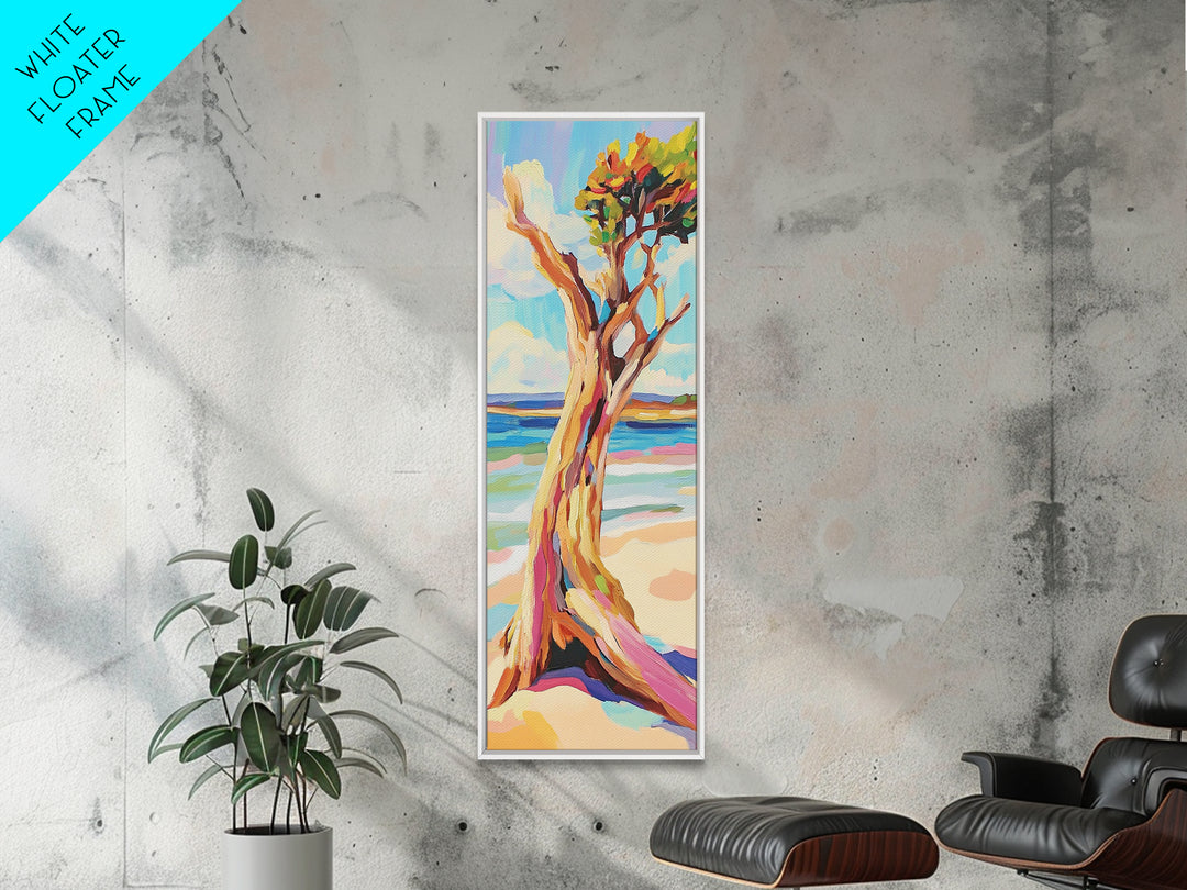 Twisted Driftwood Tree On Beach Wall Art, Coastal Landscape Print, Ocean Wall Decor, Nautical Home Decor, Living Room Art