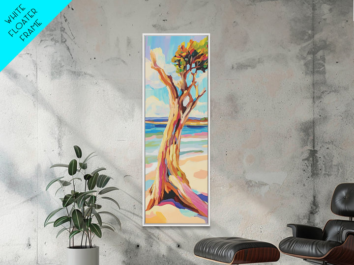 Twisted Driftwood Tree On Beach Wall Art, Coastal Landscape Print, Ocean Wall Decor, Nautical Home Decor, Living Room Art