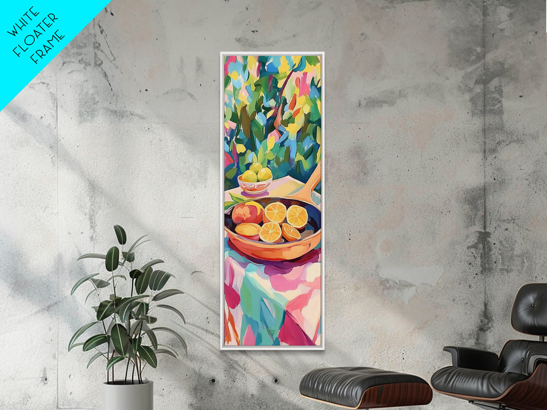 Fresh Citrus Slices In Copper Pan Canvas Print, Kitchen Wall Art, Lemon Decor, Mediterranean Food Art, Bright Dining Room Print