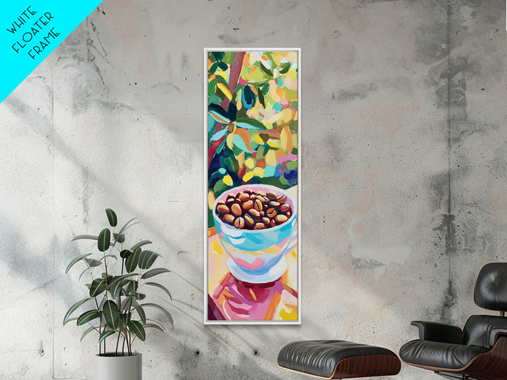 Coffee Beans In Blue Cup Canvas Print, Coffee Shop Wall Art, Cafe Decor, Kitchen Art, Gift For Coffee Lover, Cozy Decor Print