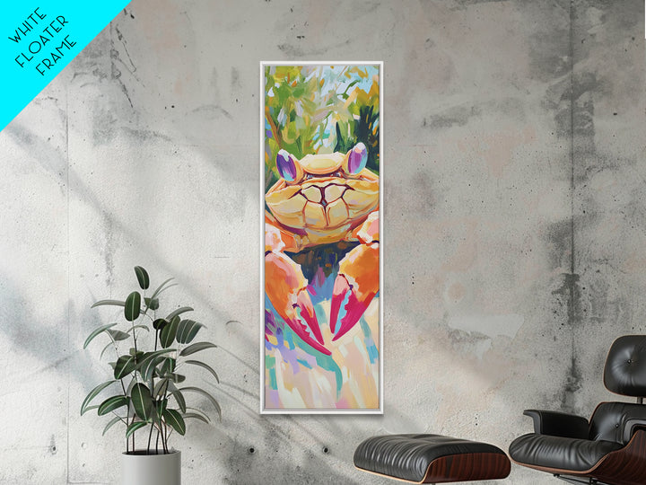 Bright Tropical Crab Portrait Canvas Print, Coastal Kitchen Wall Art, Nautical Beach House Decor, Sea Life Gift For Ocean Lovers