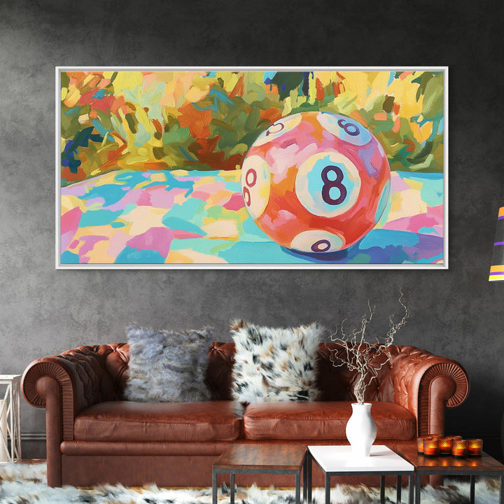 Pink Eight Ball Billiards Wall Art, Game Room Decor, Pool Room Art Print, Retro Poster, Man Cave Canvas Print, Gift For Him