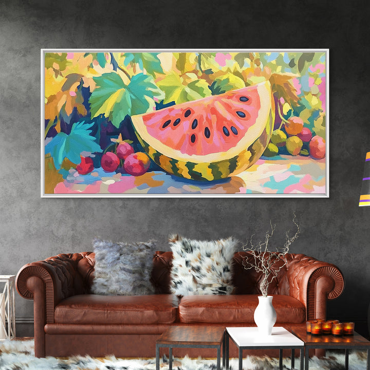 Juicy Watermelon Slice Canvas Print, Colorful Kitchen Wall Art, Summer Fruit Poster, Dining Room Decor, Food Lover Gift Idea
