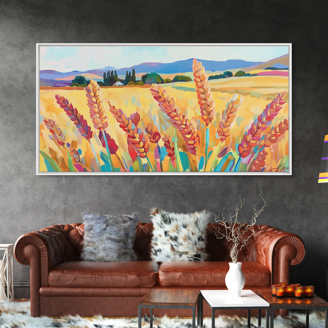 Golden Wheat Field Canvas Print, Rustic Country Landscape Art, Farmhouse Wall Decor, Kitchen Wall Art, Housewarming Gift