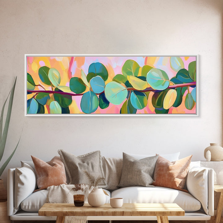 Fresh Eucalyptus Branch Wall Art, Botanical Canvas Print, Green Nature Decor, Minimalist Living Room Wall Decor Gift For Her