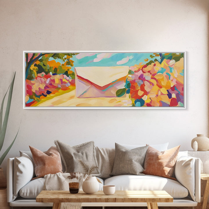 Love Letter In Garden Flowers Wall Art, Romantic Bedroom Art, Feminine Wall Art, Floral Home Decor, Wedding Gift Idea Print