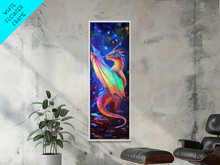 Rainbow Dragon Canvas Print, Vibrant Fantasy Art, Mythical Creature Painting, Colorful Wall Art, Gamer Room Decor Gift Idea