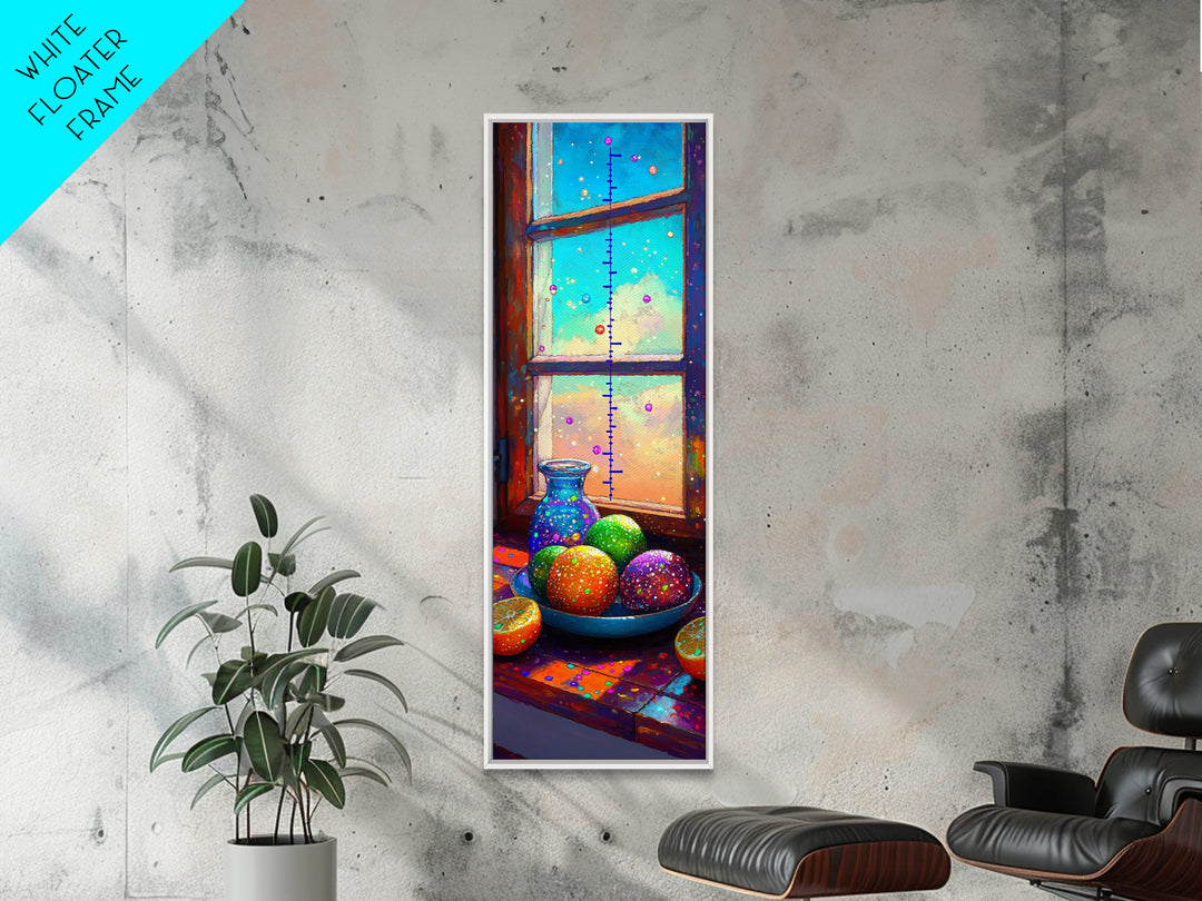 Bright Citrus Bowl On Sunny Windowsill Framed Canvas Print, Kitchen Wall Art, Colorful Fruit Decor, Cozy Home Gift Print