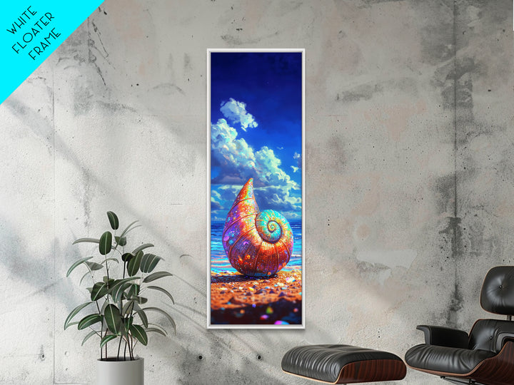 Rainbow Nautilus Shell On Sunny Beach Canvas Print, Coastal Wall Art, Ocean Decor, Seashell Art Print, Beach House Gift Idea