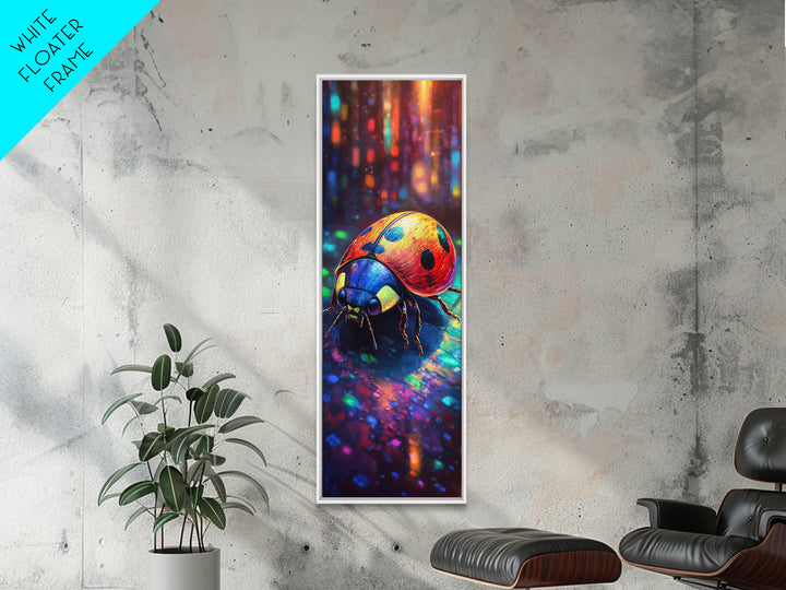 Vivid Rainbow Ladybug Wall Art, Colorful Animal Art Print, Whimsical Wildlife Decor, Nature Inspired Living Room Art, Unique Gift