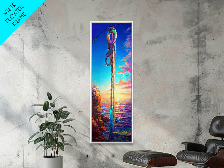 Seaside Rope Knot Wall Art, Nautical Canvas Print, Coastal Decor, Ocean Sunset Landscape, Beach House Statement Artwork, Housewarming Gift