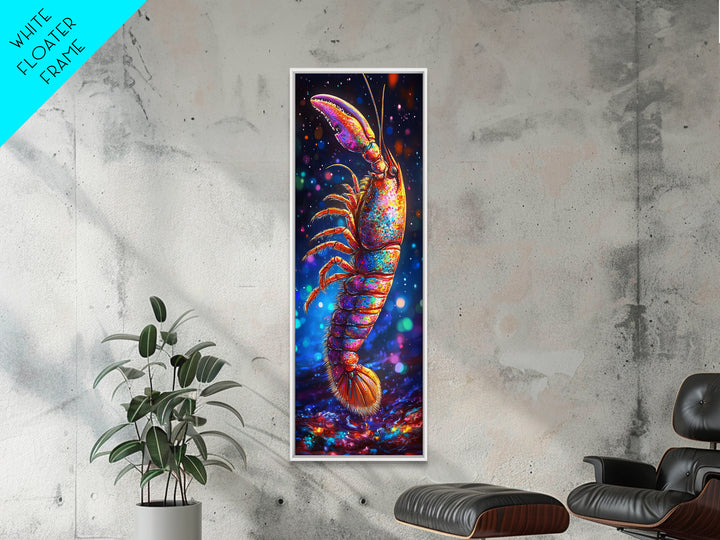 Vibrant Rainbow Lobster On Dark Bokeh Canvas Print, Coastal Wall Art, Marine Life Art, Seafood Wall Decor, Ocean Gift For Him