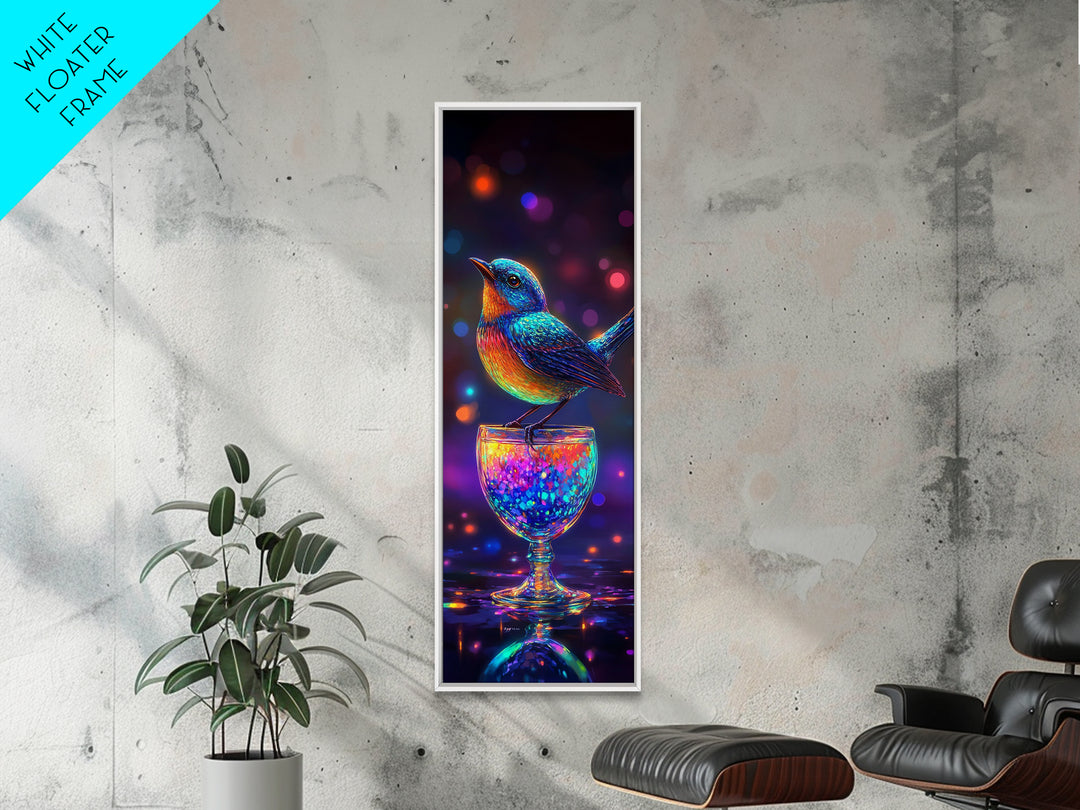 Radiant Blue Bird On Sparkling Glass Wall Art, Colorful Canvas Print, Animal Wall Art, Whimsical Decor, Bird Lover Gift, Nature Art