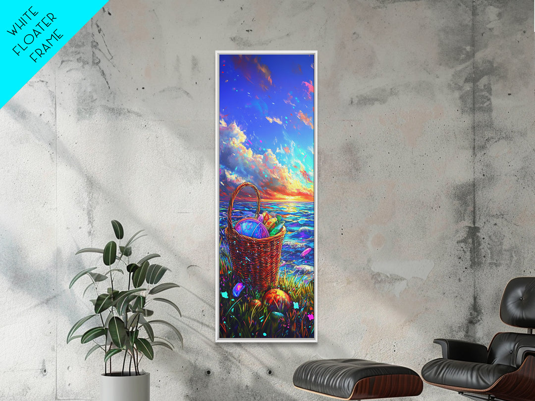 Easter Basket By Ocean Sunset Wall Art, Coastal Seascape Canvas Wall Art, Beach House Decor, Colorful Spring Gift, Housewarming Gift