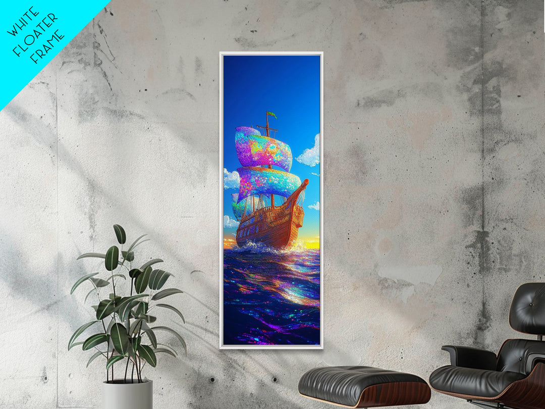 Rainbow Sailing Ship Canvas Print, Nautical Wall Art, Ocean Seascape, Coastal Home Decor, Beach House Living Room Decor Gift For Him