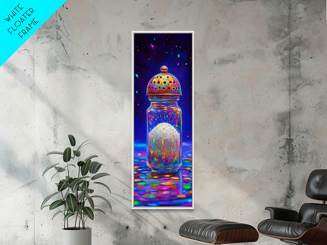 Sparkling Rainbow Salt Shaker Canvas Print, Colorful Kitchen Wall Art, Whimsical Food Decor, Eclectic Dining Room Print Gift