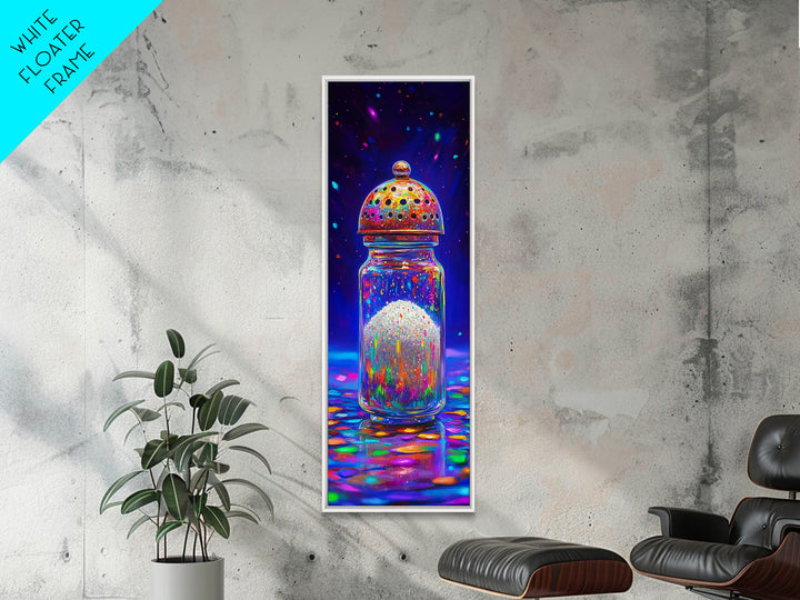 Sparkling Rainbow Salt Shaker Canvas Print, Colorful Kitchen Wall Art, Whimsical Food Decor, Eclectic Dining Room Print Gift