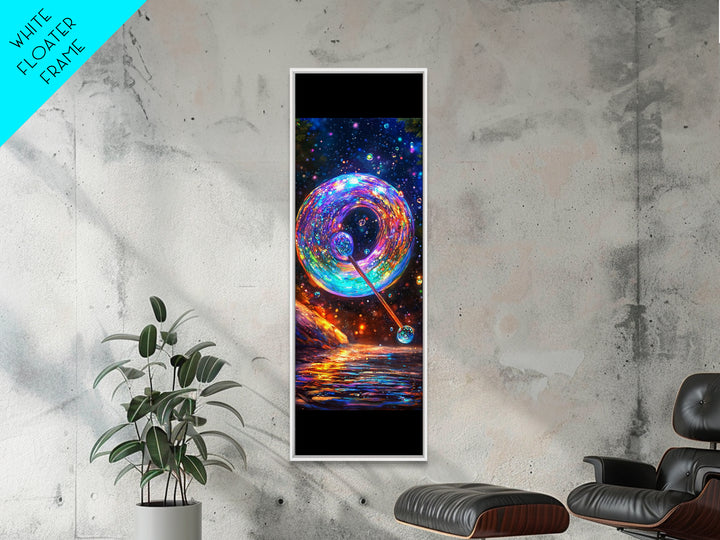Cosmic Rainbow Bubble Wand Wall Art, Celestial Abstract Art, Psychedelic Space Canvas Print, Whimsical Home Decor Gift For Her