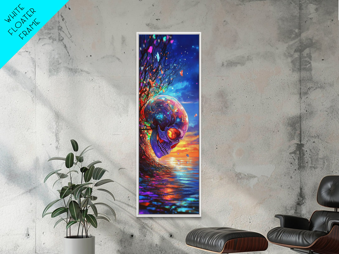 Surreal Ocean Sunset Skull Wall Art, Dark Fantasy Art, Gothic Decor, Moody Coastal Artwork, Unique Gift For Him, Statement Wall Decor
