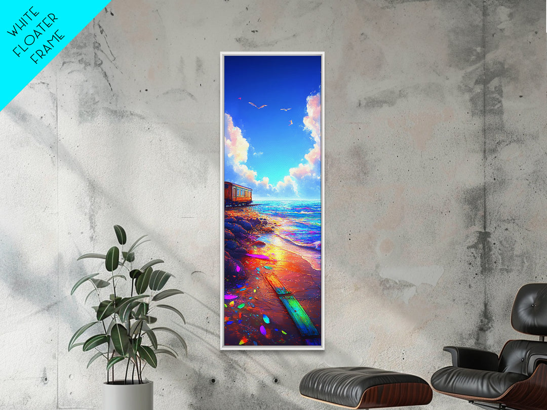 Sunlit Beach Path Wall Art, Coastal Ocean Sunset Canvas Print, Seaside Wall Decor, Beach House Decor, Living Room Art Print