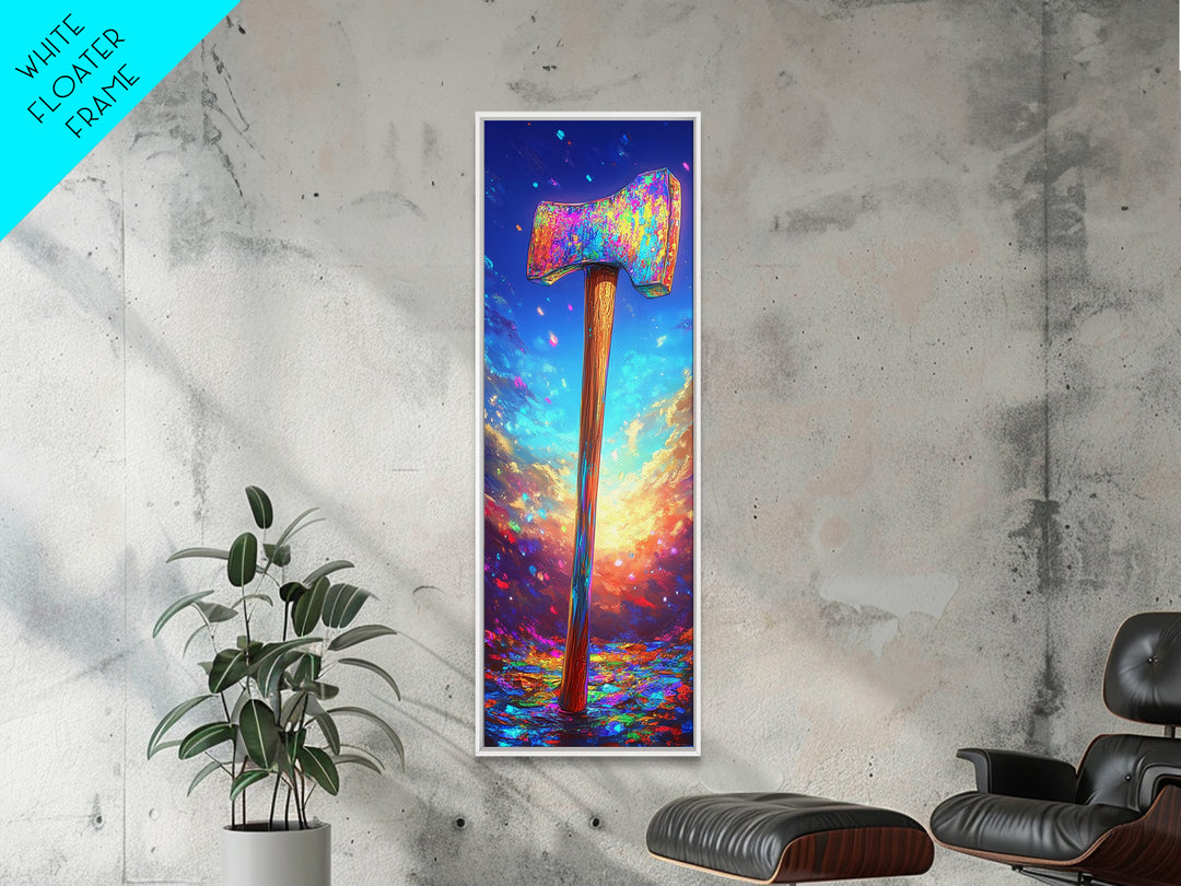 Vibrant Axe In Sunset Sky Canvas Print, Rustic Cabin Decor, Masculine Wall Art, Garage Decor, Gift For Him, Outdoor Adventure Home Decor