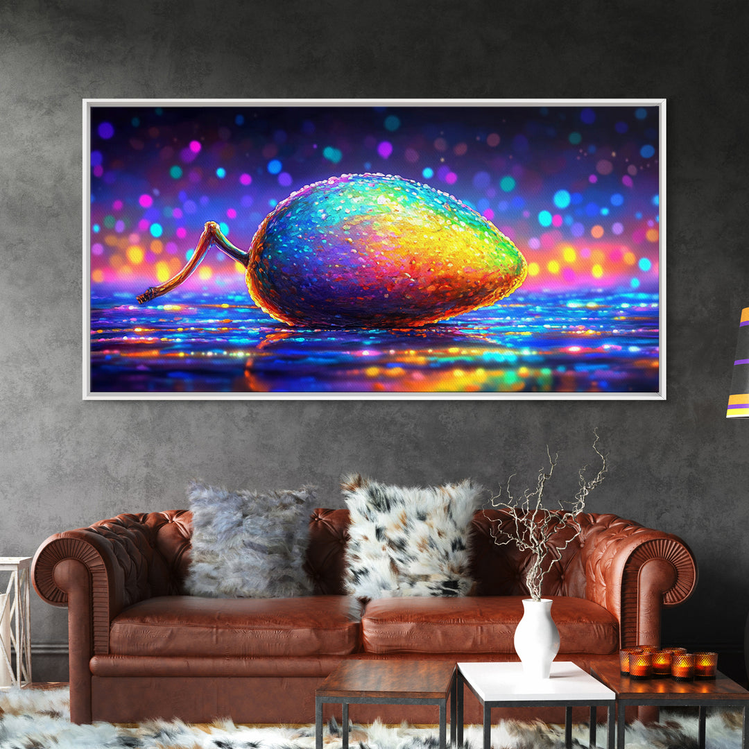 Rainbow Computer Mouse Wall Art, Neon Tech Canvas Print, Gamer Room Decor, Cyberpunk Office Art Gift For Programmers Home Decor
