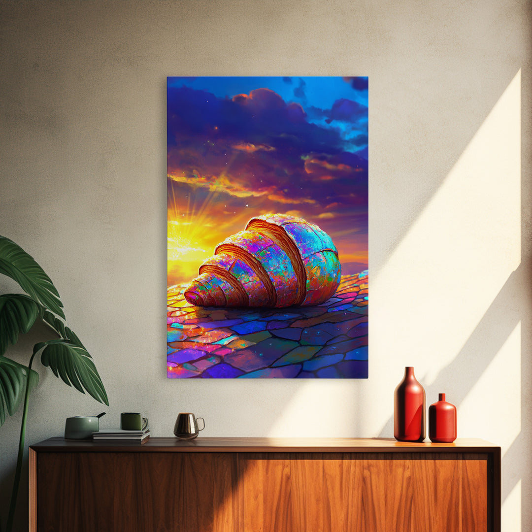 Iridescent Seashell Sunset Framed Canvas Print, Coastal Wall Art, Beach House Decor, Ocean Art Print, Colorful Seascape Gift