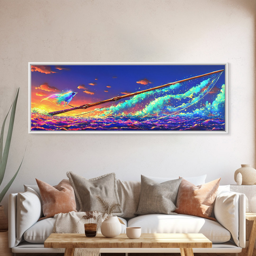 Glowing Sailboat On Sunset Waves Canvas Print, Nautical Wall Art, Ocean Decor, Vibrant Coastal Art For Beach House Decor