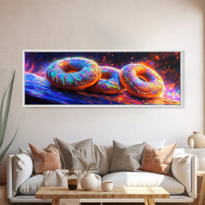 Sparkling Donuts On Rustic Wood Canvas Print, Bakery Wall Art, Cute Kitchen Decor, Dessert Art Print, Food Lover Gift And Cafe Decor