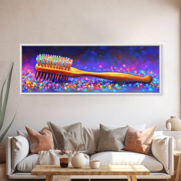 Bright Toothbrush Canvas Print, Funny Bathroom Wall Art, Colorful Dental Office Decor, Toothbrush Art, Dental Hygienist Gift