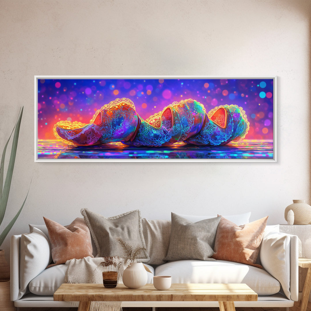 Rainbow Seashell Trio On Shimmering Beach Canvas Print, Coastal Wall Art, Ocean Decor, Beach House Gift For Her, Summer Decor