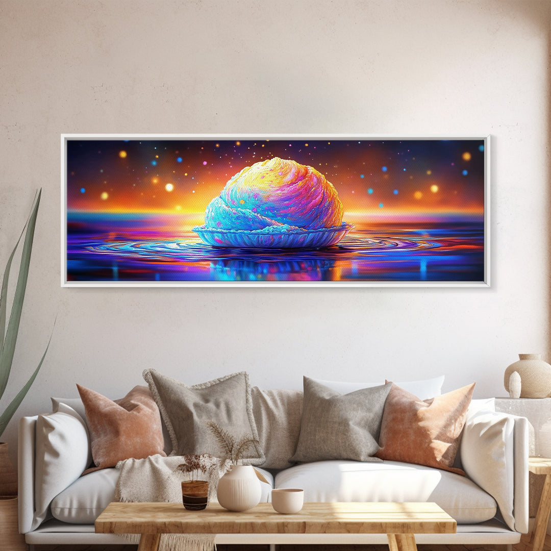 Pastel Shell At Sunset Canvas Print, Dreamy Coastal Wall Art For Ocean Nursery Decor, Beach House Decor And Seascape Art