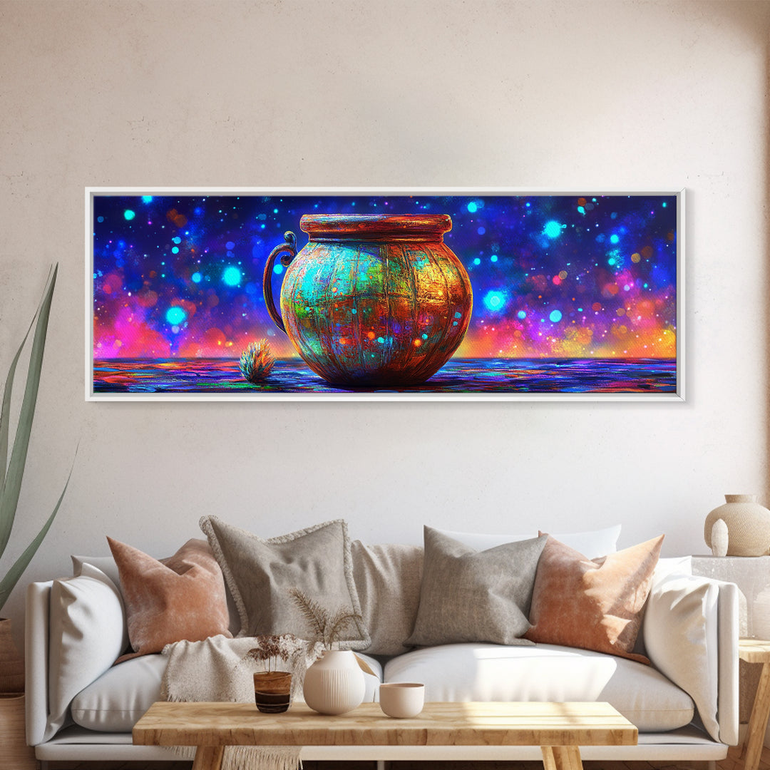 Rustic Copper Cauldron Under Stars Wall Art, Magical Celestial Decor, Whimsical Art Print, Witchy Decor, Cozy Home Decor