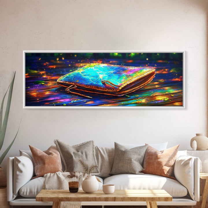 Glowing Leather Journal Wall Art, Bookish Decor, Writing Desk Art Print, Cozy Library Decor, Office Wall Decor, Gift For Her