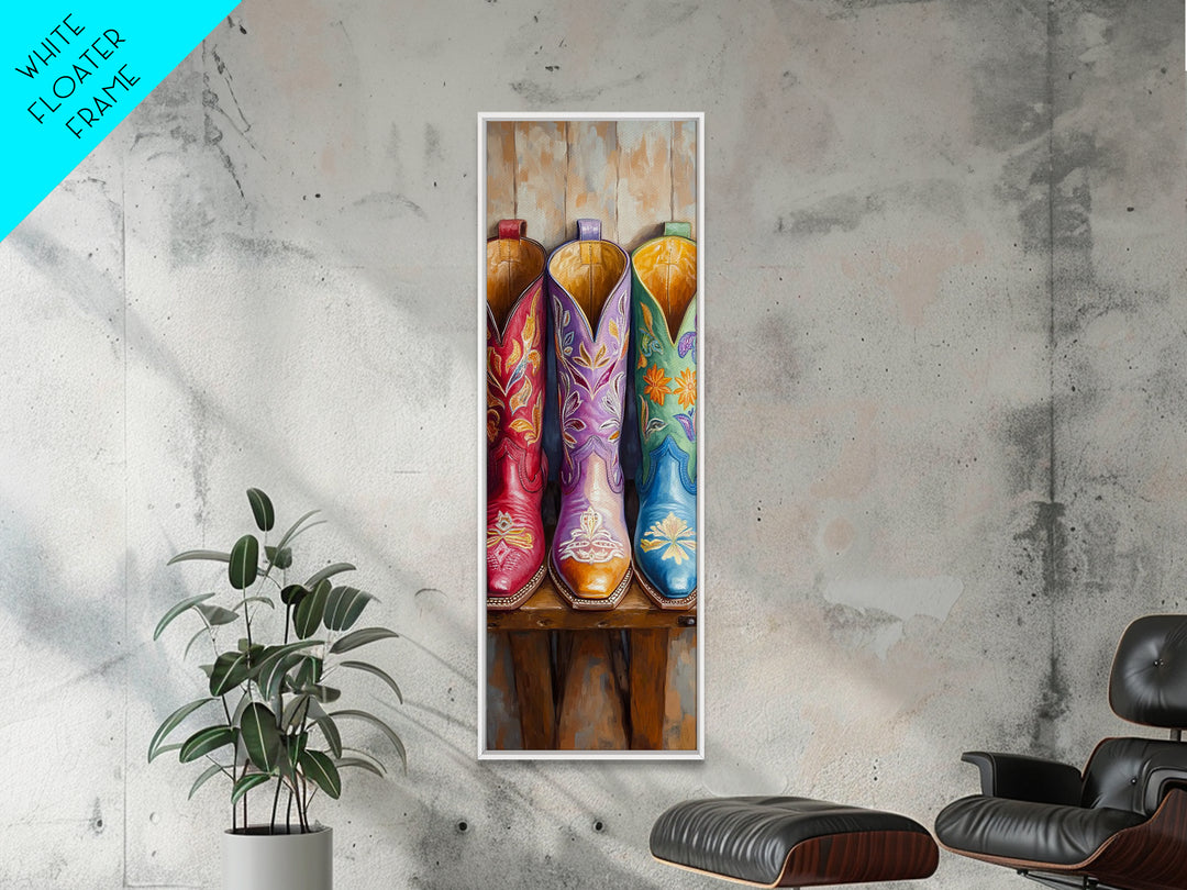 Close Up Floral Cowboy Boots Canvas Print, Western Wall Art, Cowgirl Decor, Southwestern Decor, Rustic Home Decor, Gift For Her