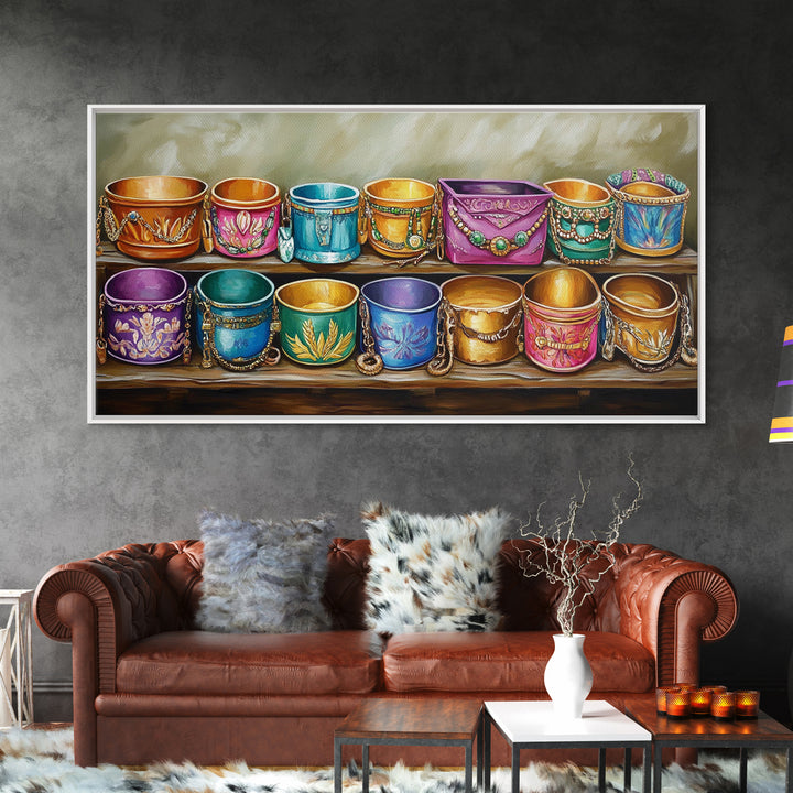 Colorful Southwestern Cuff Bracelets Wall Art, Turquoise Jewelry Decor, Boho Western Art Print, Eclectic Housewarming Gift