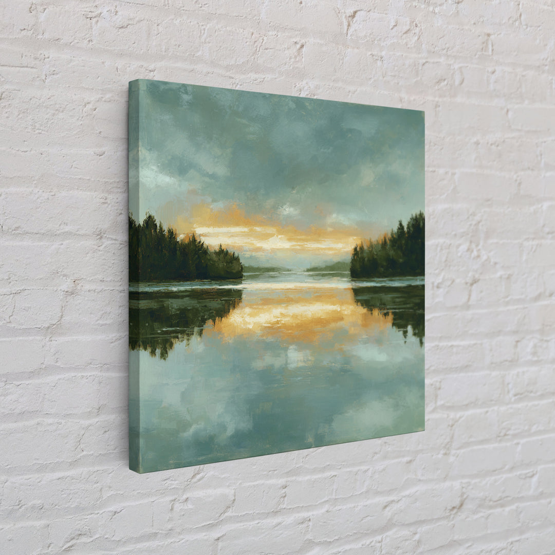 Calming Lake Reflection Framed Canvas Print, Above Bed Art, Textured Wall Art, Bedroom Decor, Fine Art, Serenity, Western Decor, ABA-1x1-11
