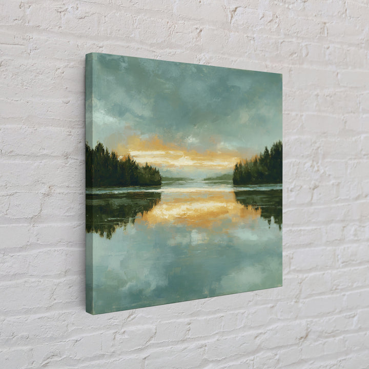 Calming Lake Reflection Framed Canvas Print, Above Bed Art, Textured Wall Art, Bedroom Decor, Fine Art, Serenity, Western Decor, ABA-1x1-11