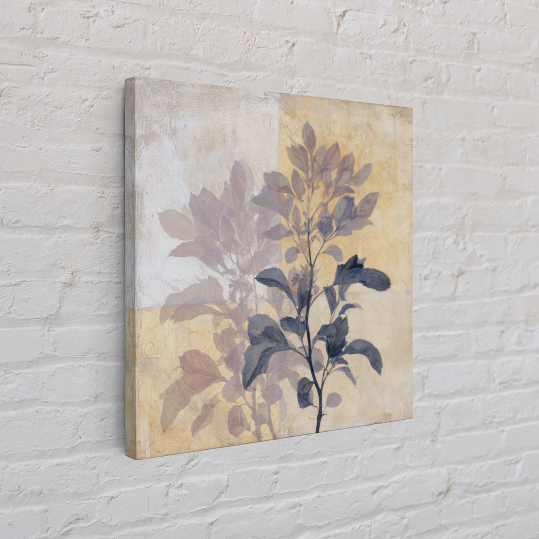 Tonal Botanical Shadows on Plaster Surface Canvas Print, Above Bed Art, Original Art, Bedroom Decor, Fine Art, Serenity, ABA-1x1-23