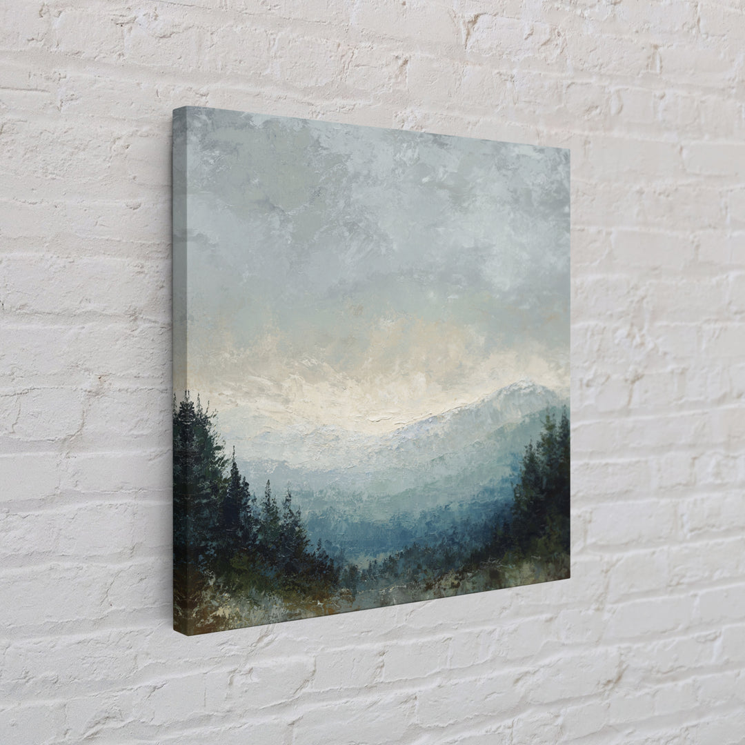 Soft Alpine Horizon Framed Canvas Print, Above Bed Art, Boho Decor, Bedroom Decor, Fine Art, Serenity, Statement Artwork, ABA-1x1-24