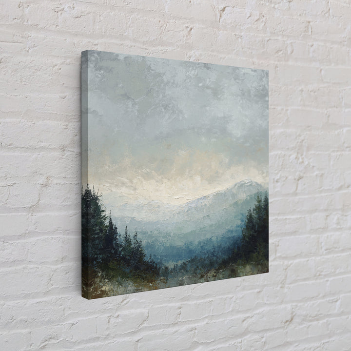 Soft Alpine Horizon Framed Canvas Print, Above Bed Art, Boho Decor, Bedroom Decor, Fine Art, Serenity, Statement Artwork, ABA-1x1-24