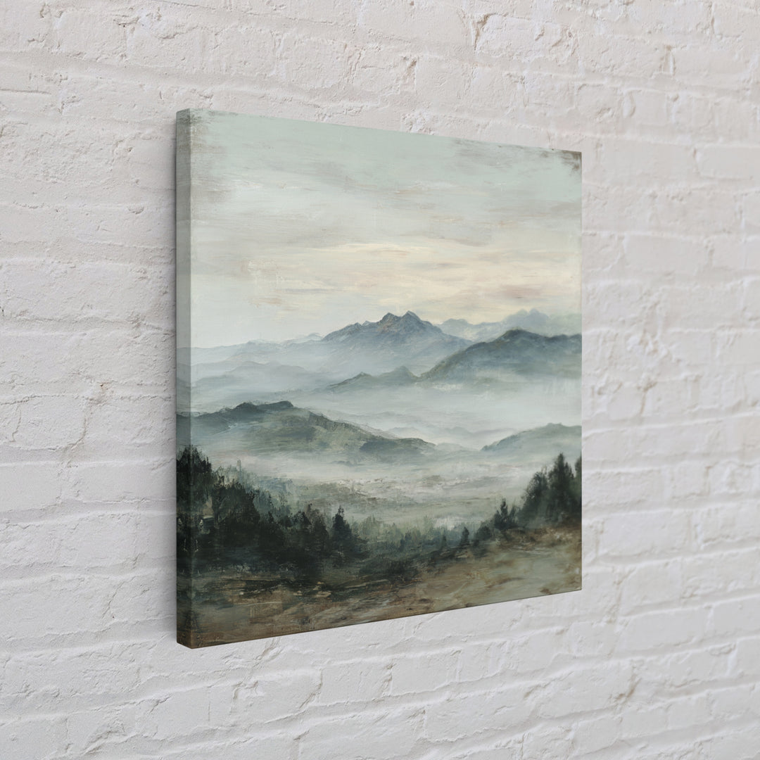 Panoramic Misty Mountain Landscape Canvas Print, Above Bed Art, Neutral Decor, Bedroom Decor, Fine Art, Serenity, Wall Decor, ABA-1x1-25