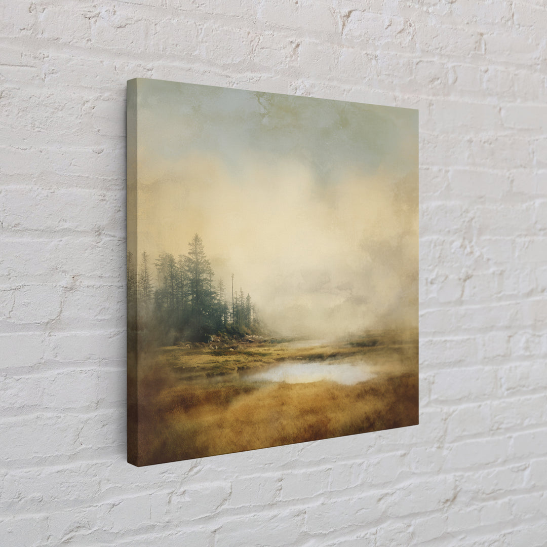 Quiet Forest Ridge Softened by Fog Framed Canvas Print, Above Bed Art, Bedroom Wall Art, Bedroom Decor, Fine Art, Serenity, ABA-1x1-38
