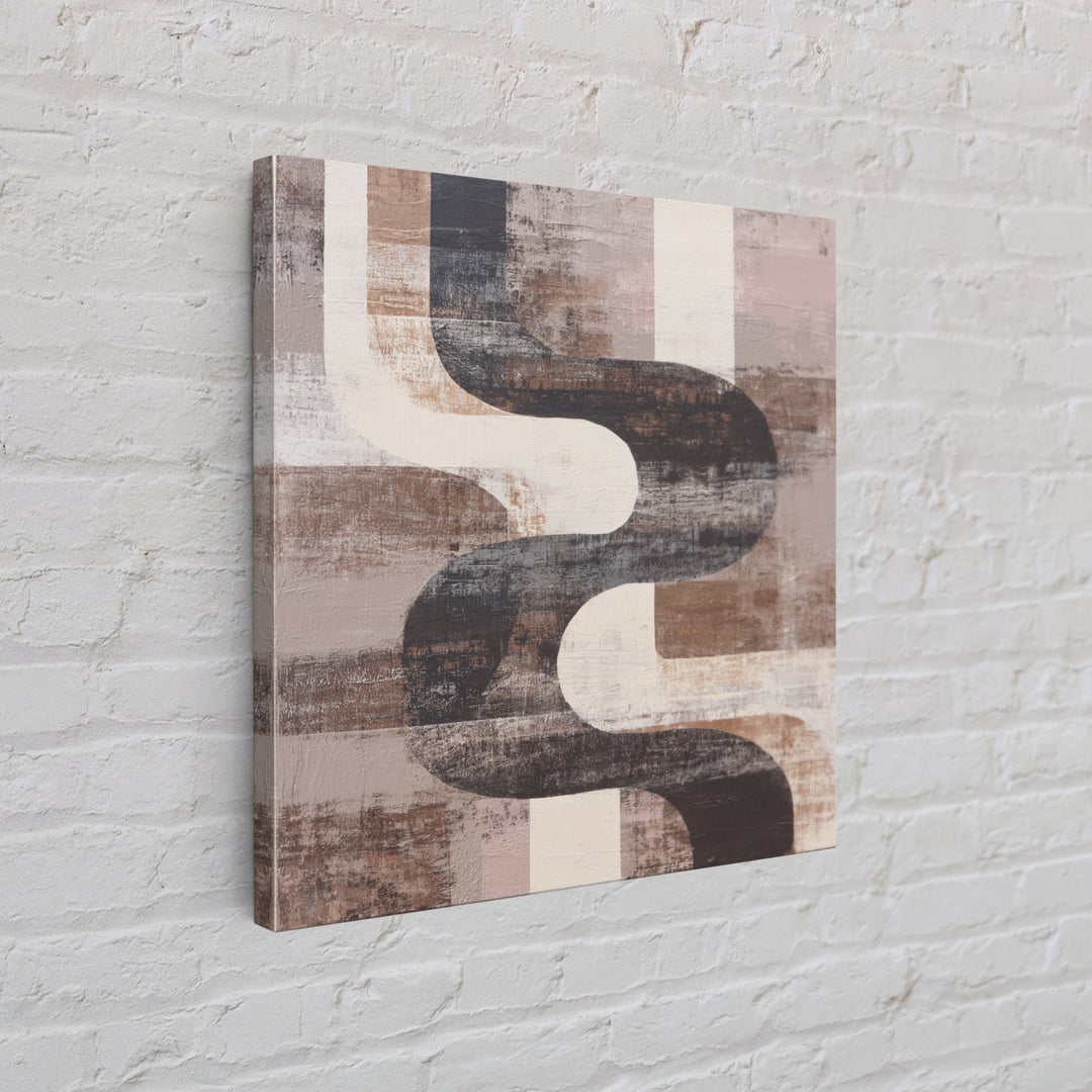 Warm Taupe Abstract Waves Framed Canvas Print, Above Bed Art, Horizontal Wall Art, Bedroom Decor, Abstract Art, Serenity, ABA-1x1-39