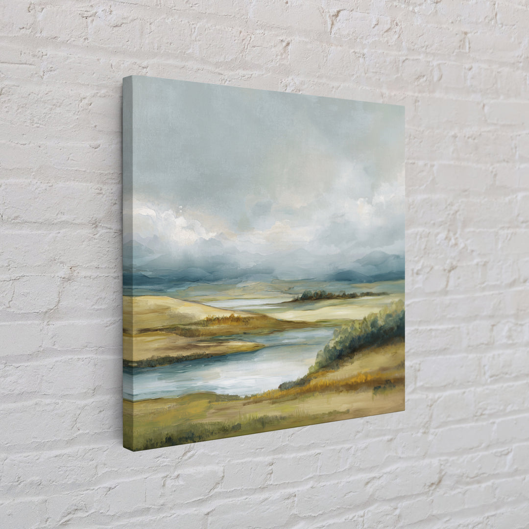 Soft Romantic Landscape Framed Canvas Print, Above Bed Art, Home Decor, Bedroom Decor, Oil Painting, Serenity, Contemporary Art, ABA-1x1-41