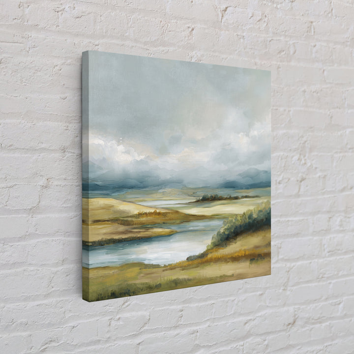 Soft Romantic Landscape Framed Canvas Print, Above Bed Art, Home Decor, Bedroom Decor, Oil Painting, Serenity, Contemporary Art, ABA-1x1-41