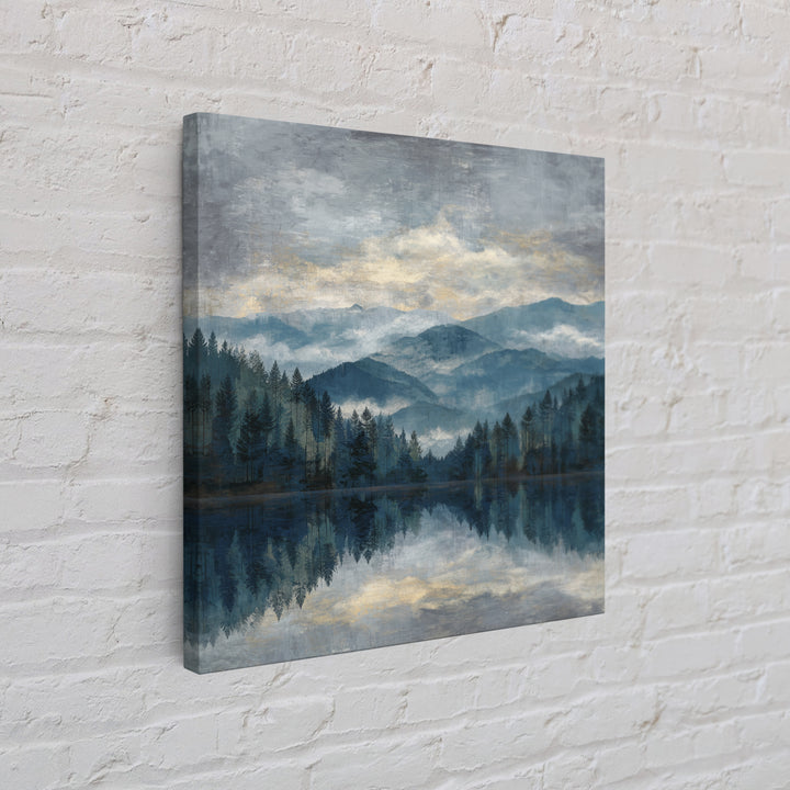 Soft Alpine Horizon Framed Canvas Print, Above Bed Art, Digital Prints, Bedroom Decor, Oil Painting, Serenity, Printable Art, ABA-1x1-48