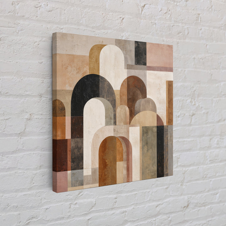 Neutral Abstract Arches Framed Canvas Print, Above Bed Art, Horizontal Wall Art, Bedroom Decor, Abstract Art, Serenity, ABA-1x1-52