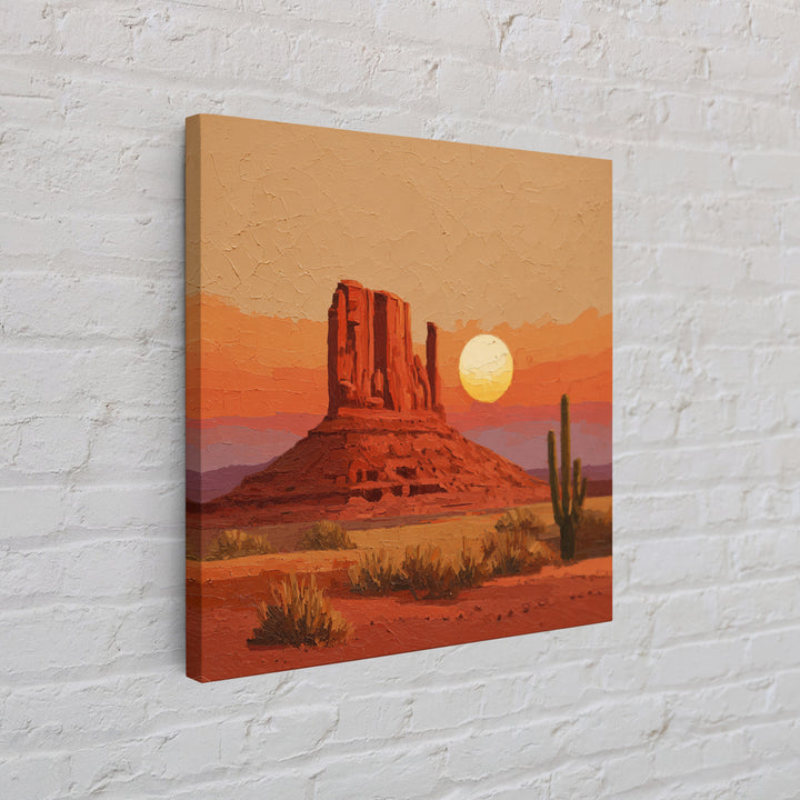 Dreamy Desert Sunset Framed Canvas Print, Above Bed Art, Bedroom Decor, Oil Painting, Serenity, Boho Decor, Western Decor, ABA-1x1-7