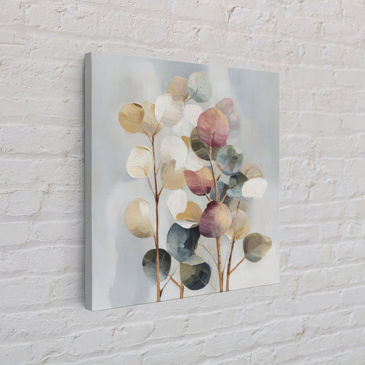 Soft Eucalyptus Branches Arranged Symmetrically Framed Canvas Print, Above Bed Art, Home Decor, Bedroom Decor, Serenity, ABA-1x1-78